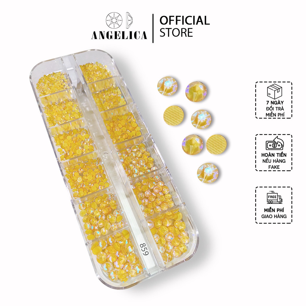 Đá Nail Chân Lưới 16 Khía Màu Nước Gạo Padparadscha Ab Đính Trang Trí Móng ANGELICA 859