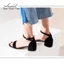 Giày Sandal Nữ 3 Phân Bít Hậu Chất Xi Lộn Annmodels gót vuông phối quai ngang kiểu dáng basic_A09SD