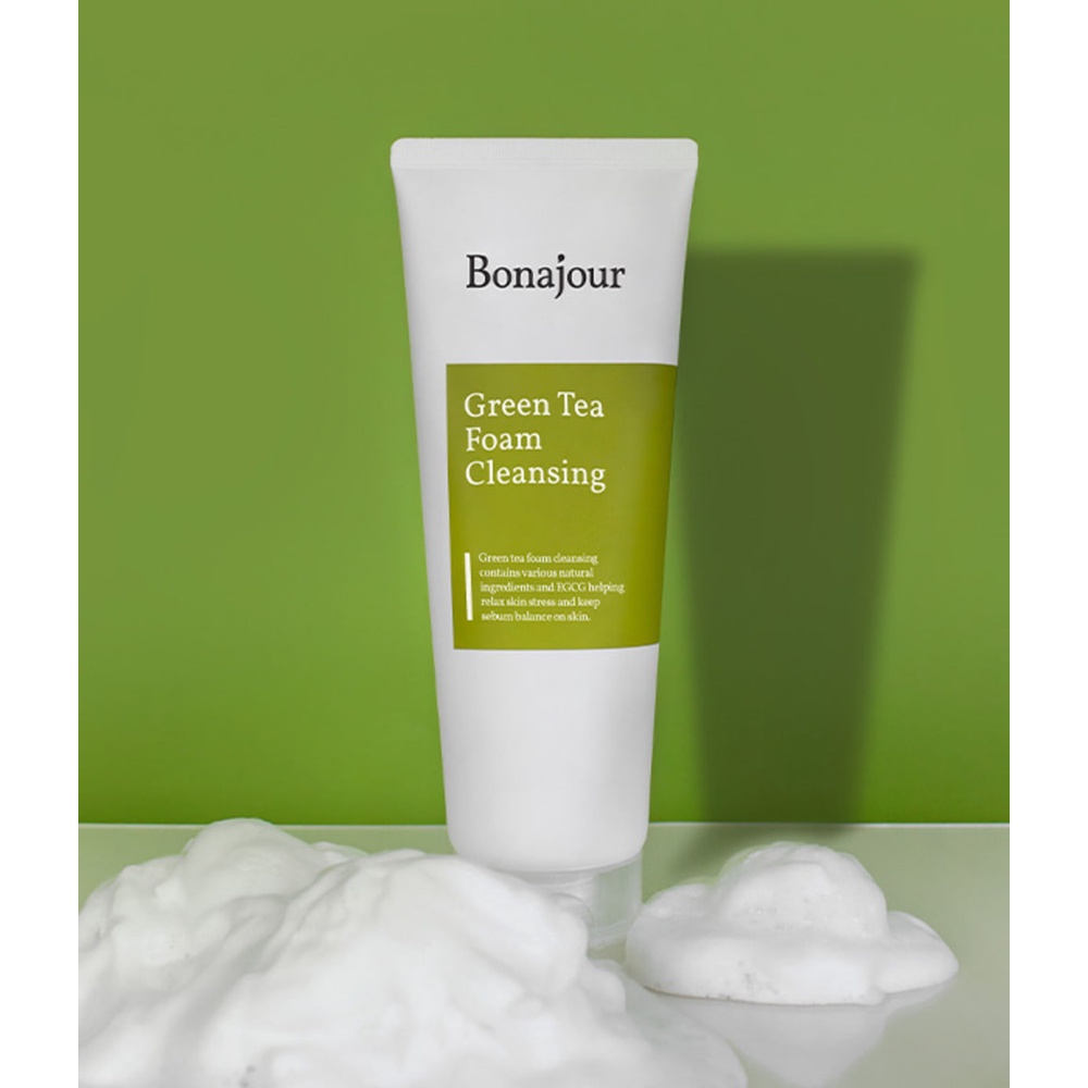 Sữa rửa mặt tạo bọt trà xanh thuần chay BONAJOUR Green Tea Foam Cleansing  150ml