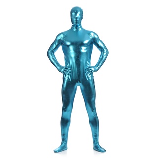 Bộ Đồ Bó Hóa Trang Zentai Bằng Kim Loại Sáng Bóng Có Khóa Kéo Sau Lưng Cho Nam