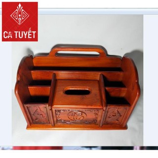 GIÁ ĐỰNG BÚT,Đựng Đồ ĐA NĂNG GỖ HƯƠNG - LOẠI TO CHẠM TỨ DIỆN ( ẢNH THẬT)
