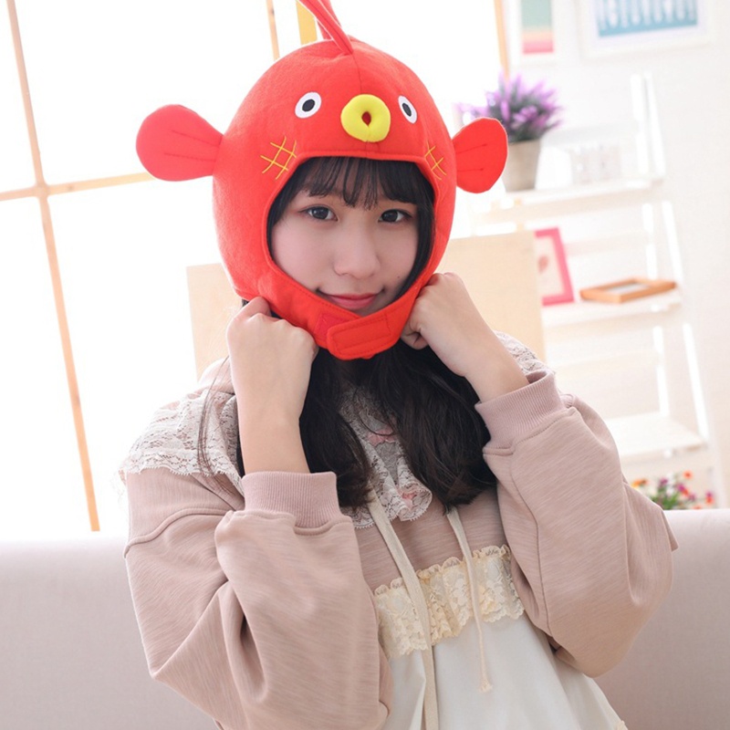 Halloween Funny Cartoon Puffer Fish Plush Hat Stuffed Toy Headgear Cosplay Props