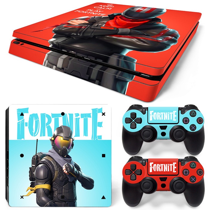 PS4 SLIM Console FORTNITE Skin Decal Vinal Sticker + 2 Controller Skins ...