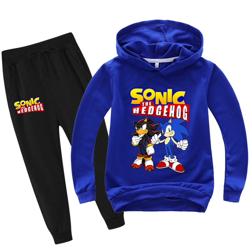 Bộ đồ Sonic the Hedgehog cho bé: áo hoodie và quần, thời trang bé trai