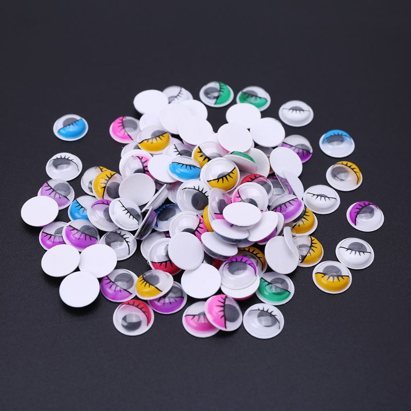 Set 100 Mắt Nhựa Tự Dính Nhiều Màu Sắc Gắn Búp Bê Gấu Bông