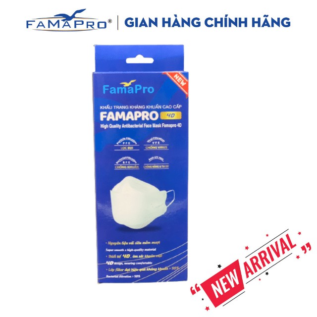 Ảnh Khẩu trang y tế cao cấp kháng khuẩn 3 lớp Famapro 4D hộp 10 cái 4