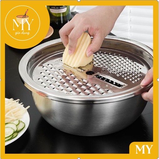 Bộ Nạo Rau Củ Quả Inox cao cấp,Rổ nạo rau củ đa năng,tiện lợi dùng nhà bếp