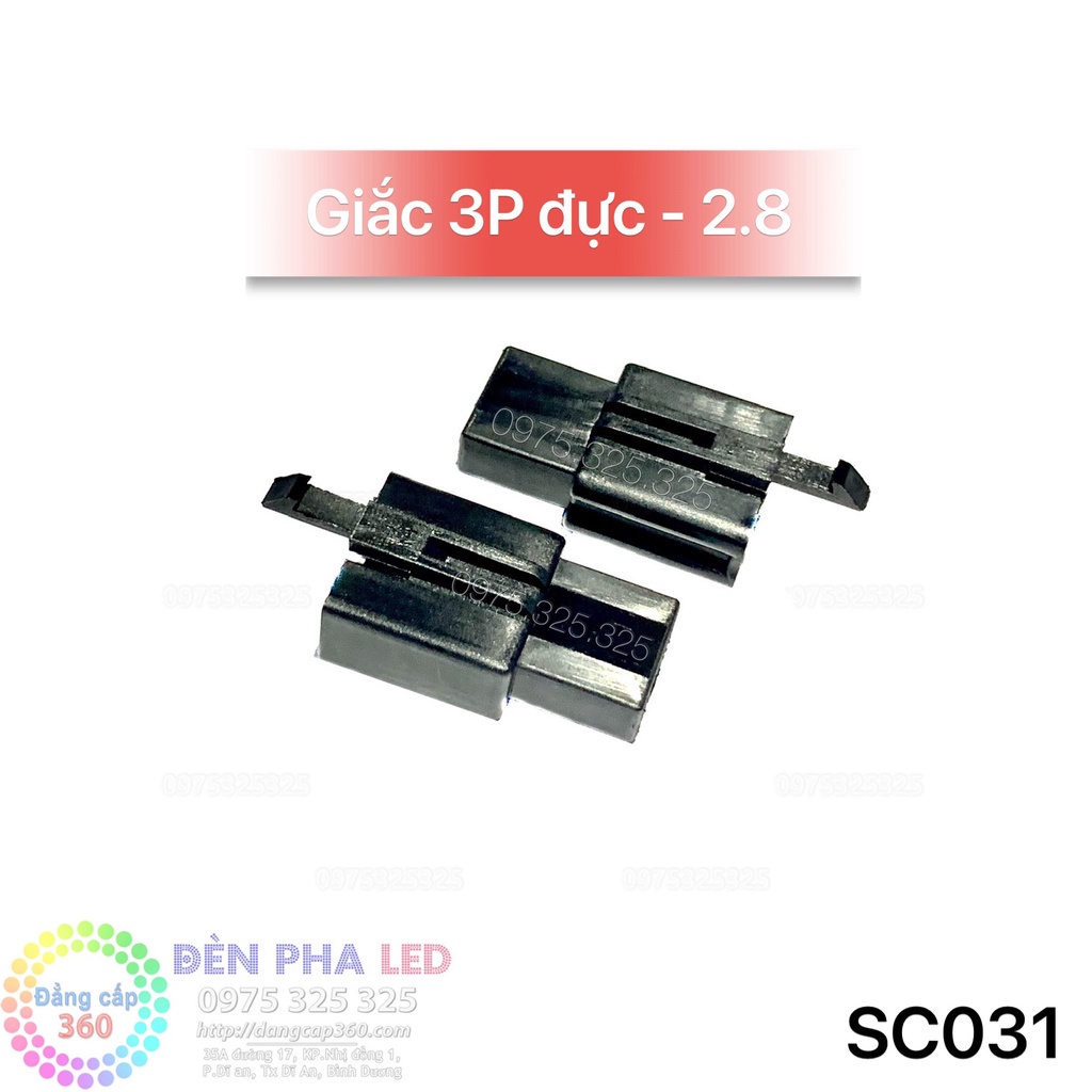 [50 đầu] giắc nhựa 3 lổ 2.8 ĐỰC - ĐEN , jack 3p pin, dùng cos socket ...