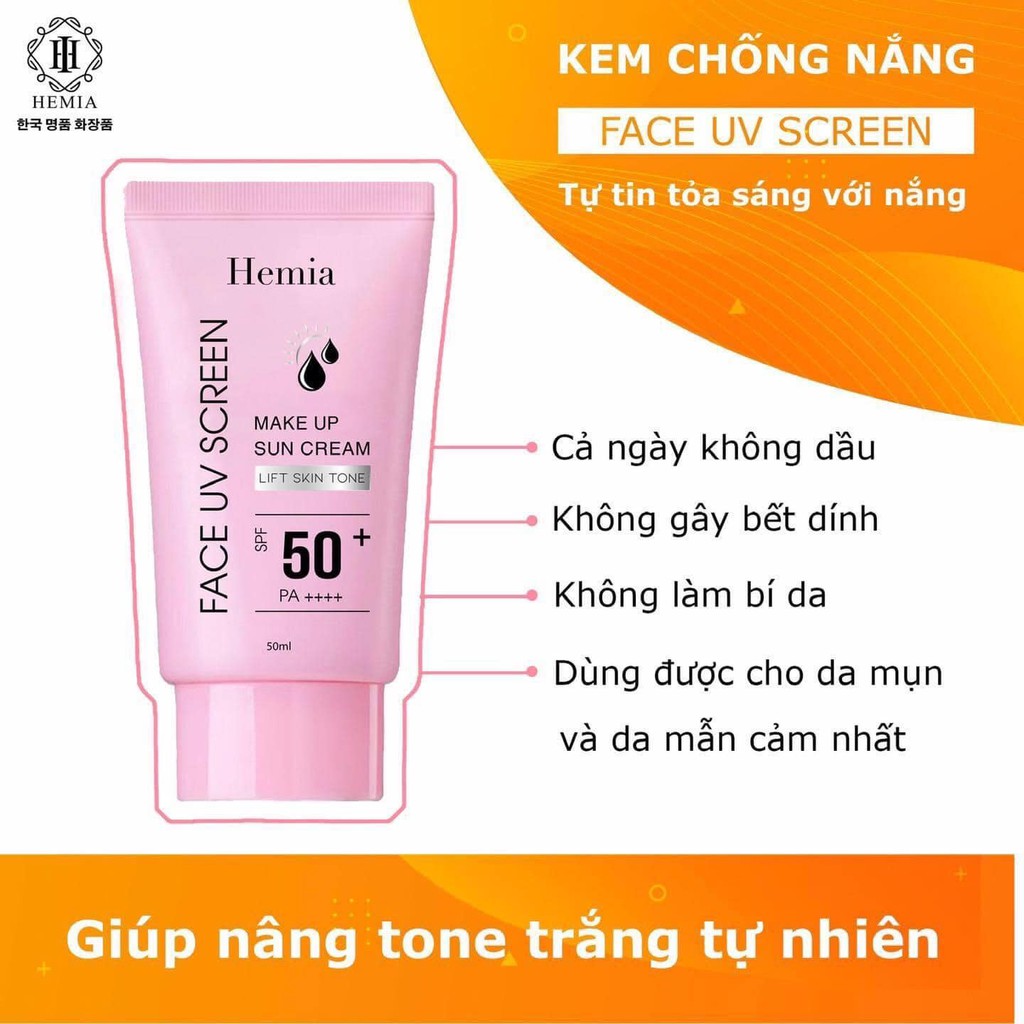 KEM CHỐNG NẮNG FACE UV SCREEN HEMIA KOREA 3in1 | Shopee Việt Nam