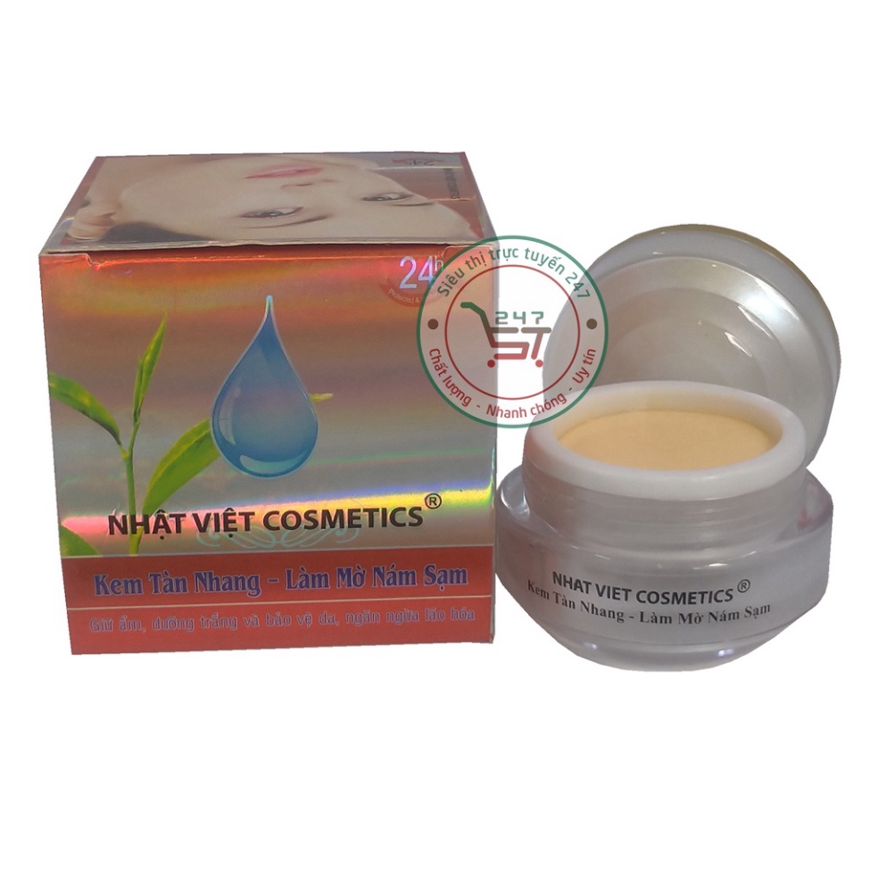 Kem Nám Tàn nhang mờ Sạm ngừa Lão hóa Trà xanh Serum Nhật Việt 13g (Hồng-Bạc)
