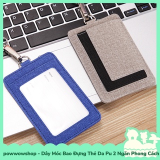 [Sẵn VN - Hỏa Tốc] Dây Móc Dài / Ngắn Kèm Bao Đựng Thẻ Nhân Viên Da Pu 2 Ngăn Phong Cách Simple Color Đơn Giản