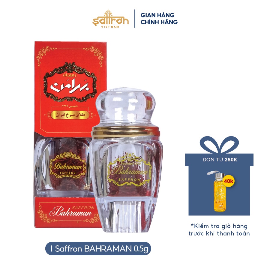 Mô tả [Date T3/2026] Nhụy Hoa Nghệ Tây Saffron Bahraman Gem Super Negin chính hãng Iran hộp 0.5gram - 1