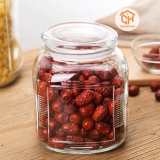 Lọ Đựng Gia Vị Thuỷ Tinh Vuông Có Gioang Kín Chống Ẩm Cam Homeware