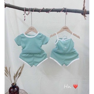 Bộ tăm thun lạnh bé trai bé gái, bộ cộc bé trai, bộ hai dây bé gái, bộ đồ đôi bé trai bé gái