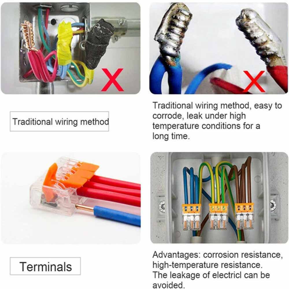 90Pcs For Wago 221 Electrical Connectors Wire Block Clamp Terminal Cable