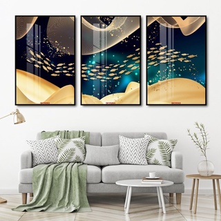 Tranh Treo Tường Đàn Cá Vàng Nghệ Thuật - Tranh Nghệ Thuật Treo Phòng Khách, Phòng Ngủ Laminate Tráng Gương