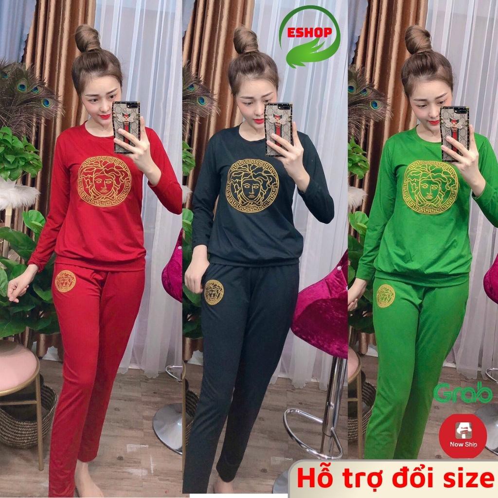 Đồ bộ nữ tay dài quần dài bigsize ESHOP đồ bộ thu đông nữ đẹp dễ thương thun cotton mặc nhà xinh Bộ ngủ mùa đông DB799