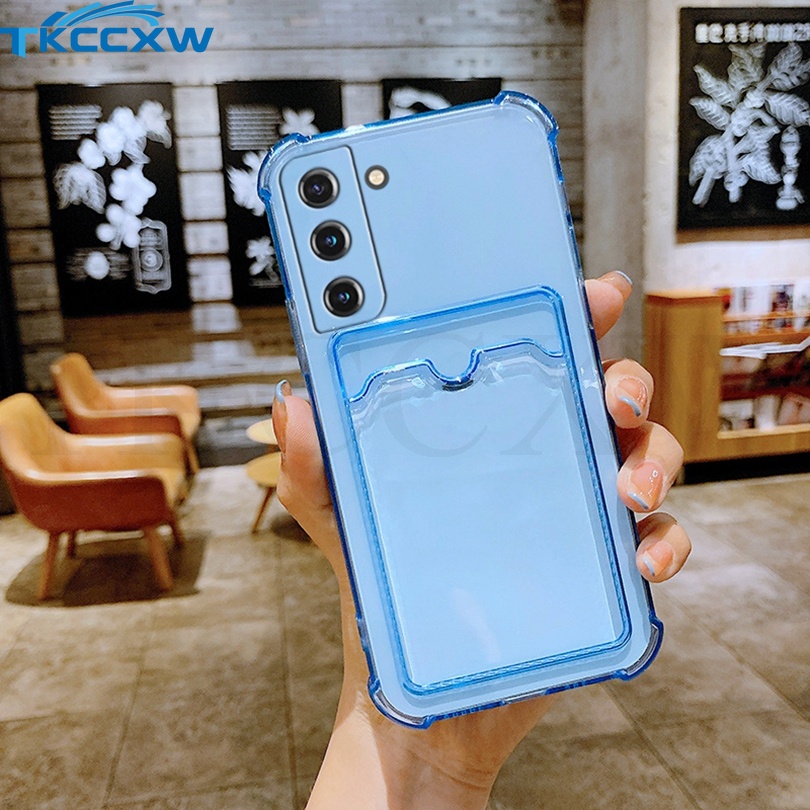 Ốp Điện Thoại Mềm Trong Suốt Chống Sốc Có Ngăn Đựng Thẻ Cho Samsung S20 S21 FE S20 S21 Ultra S20 21Plus