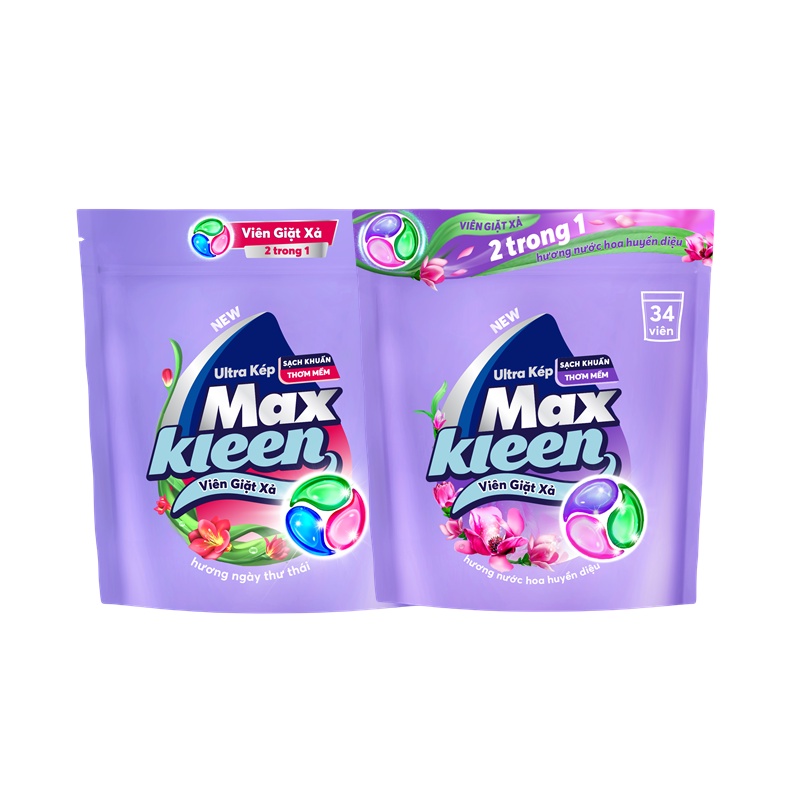 Ảnh Combo 2 Túi Viên Giặt Xả MaxKleen Hương Ngày Thư Thái + Nước Hoa Huyền Diệu (34 viên/túi) 1