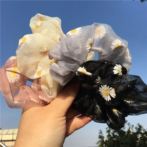 🌺xinyia🌺Cột tóc vải scrunchues chấm bi kẻ loang hoa cúc nhiều màu 2024