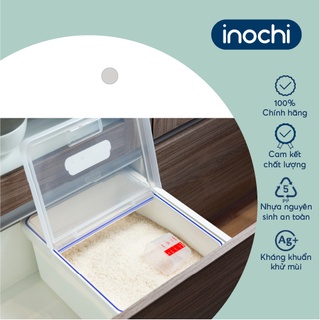 Thùng gạo Inochi - Sendai 12kg Thân Trắng ngọc + Nắp Trong suốt + Gioăng Trắng trong