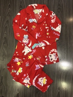 Đồ bộ pijama tay dài chất liệu siêu mát thích hợp cho mùa hè, hình chụp thật