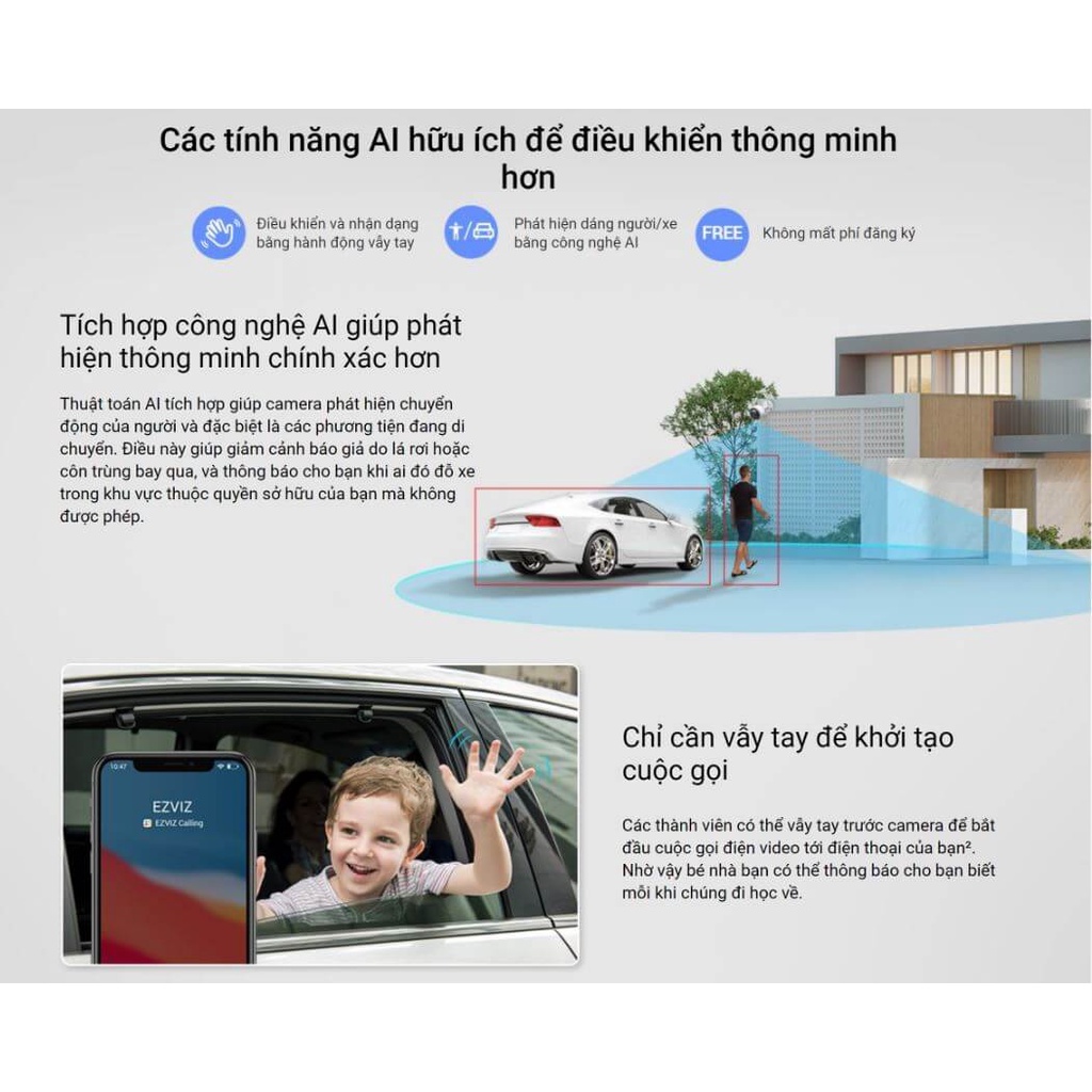 Ảnh Camera IP WIFI EZVIZ H3 3K 5.0MP Siêu Nét, Phân Biệt Người/Xe , Đàm Thoại 2 Chiều 2