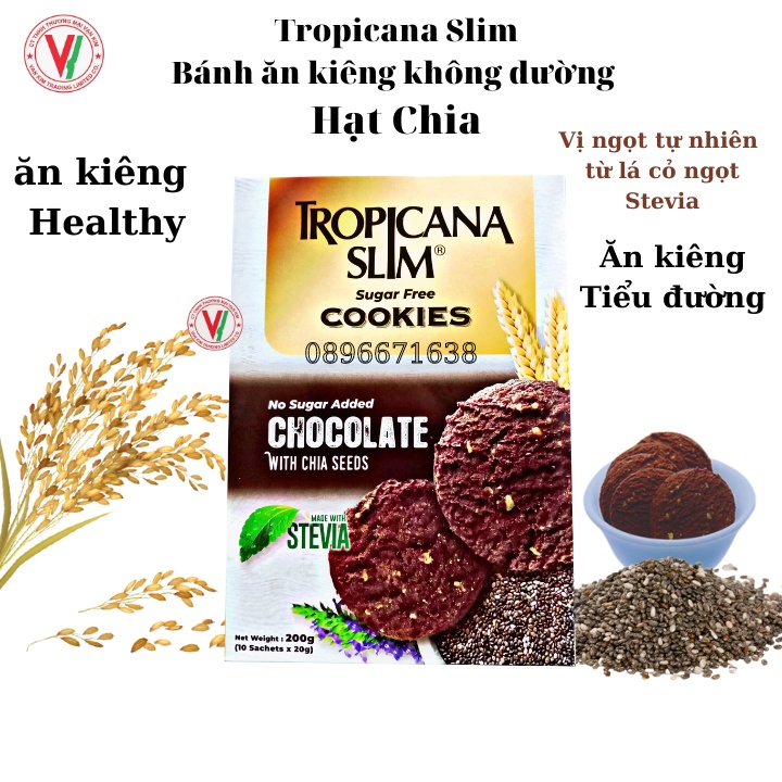 Bánh Quy ĂN KIÊNG Không Đường Hạt Chia Tropicana Slim Chocolate 200g - ĂN KIÊNG,TIỂU ĐƯỜNG