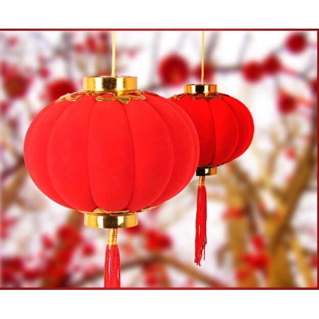 Combo 5 chiếc Đèn lồng nhỏ xinh bọc nhung trang trí Tết- Quả cầu trang trí cây đào cây quất
