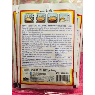 Gia vị cà ri Thái Vàng gói 50gr hiệu Lobo Thái. Yellow Curry Paste --> Gói Cari Vàng 50g