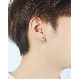 Bông tai titan unisex form tròn kiểu 2 vòng xoắn song song không gỉ UE2207