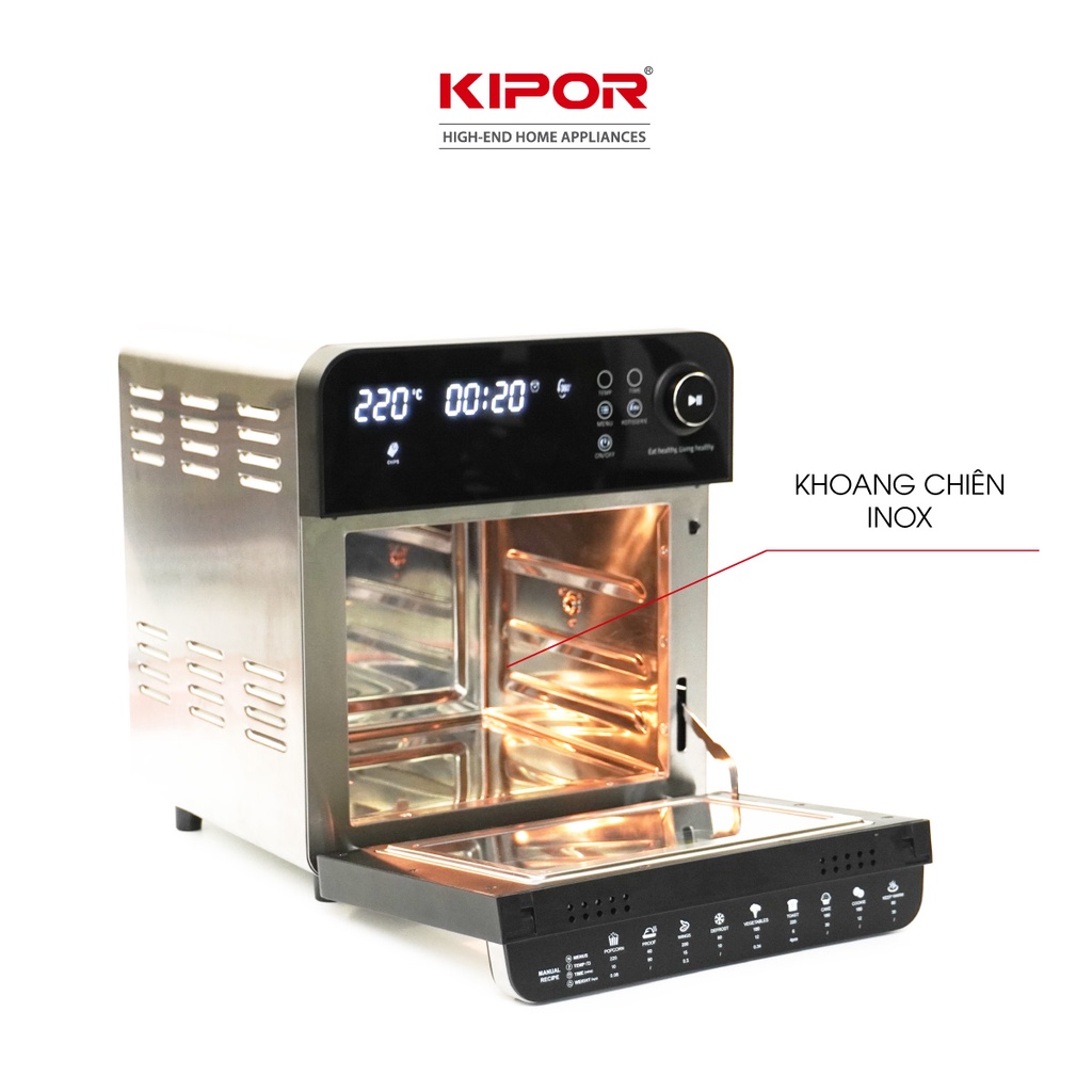 Ảnh Nồi chiên không dầu KIPOR KP-AF657 - 15L - Lò nướng điển tử RAPID AIR nhiệt tối đa 230 độ - Bảo hành tại nhà 12 tháng 4