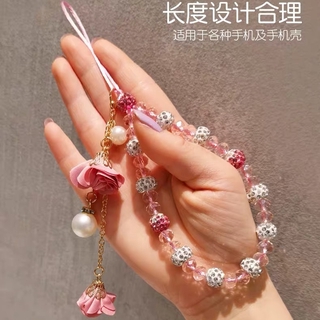 Nhật Bản Phong Cách Hàn Quốc Dây Điện Thoại Di Động Kim Cương Giả Nguyên Chất Handmade Pha Lê Mặt Dây Chuyền Điện Thoại Di Động Mặt Dây Chuyền Cổ Tay Ngắn Samsung oppo vivo Vỏ Điện Thoại Di Động Mặt Dây Chuyền Đa Năng Chống Mất Sling Dây Đeo Điện Thoại Di