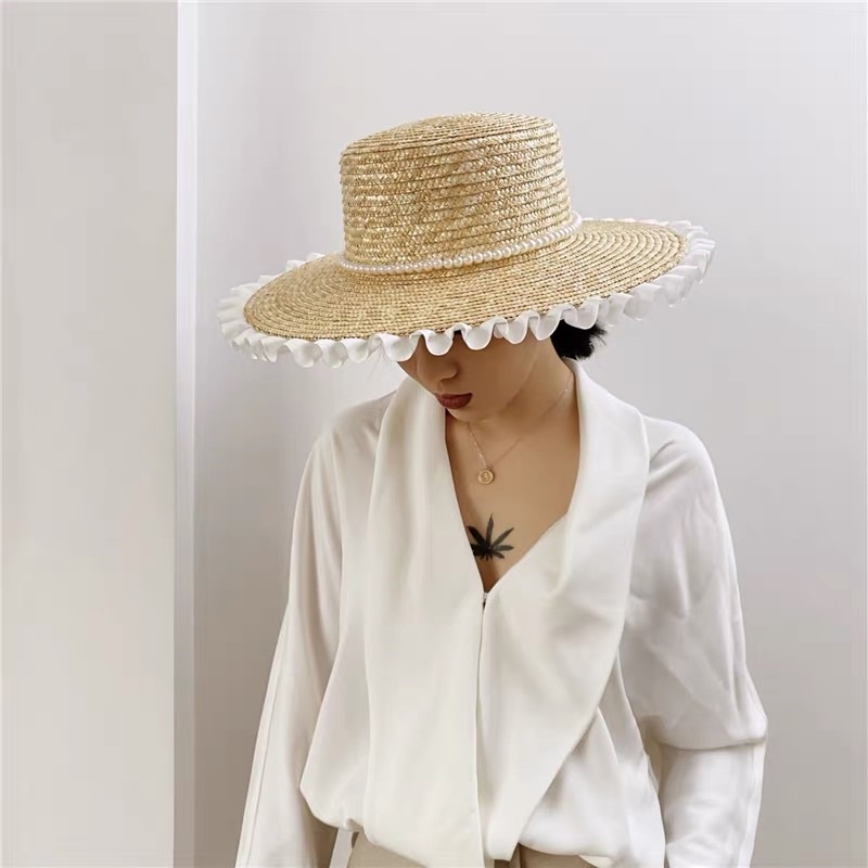 Mũ Rộng Vành Viền Nơ Ren Thời Trang Nữ