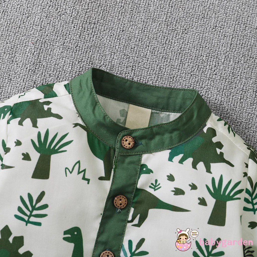 Set áo sơ mi tay ngắn cài nút + quần short eo co giãn thời trang mùa hè cho bé trai