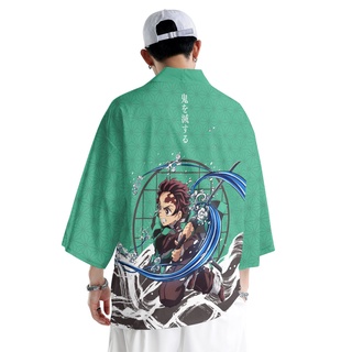 Áo Khoác Cosplay Demon Slayer Tanjirou - Cardigan Kimono Thời Trang Plus Size
