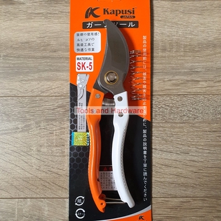 Kéo tỉa cây Nhật Bản Kapusi cao cấp trắng cam thép SK5, cấu tạo lò xo đặc biệt cỡ 8 inch (20cm) bảo hành 2 năm