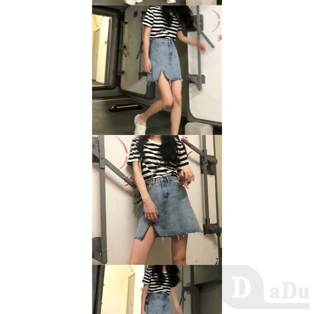 Ảnh Chân váy jean Mini Dáng Chữ A Lưng Cao Xếp Ly Thời Trang 3