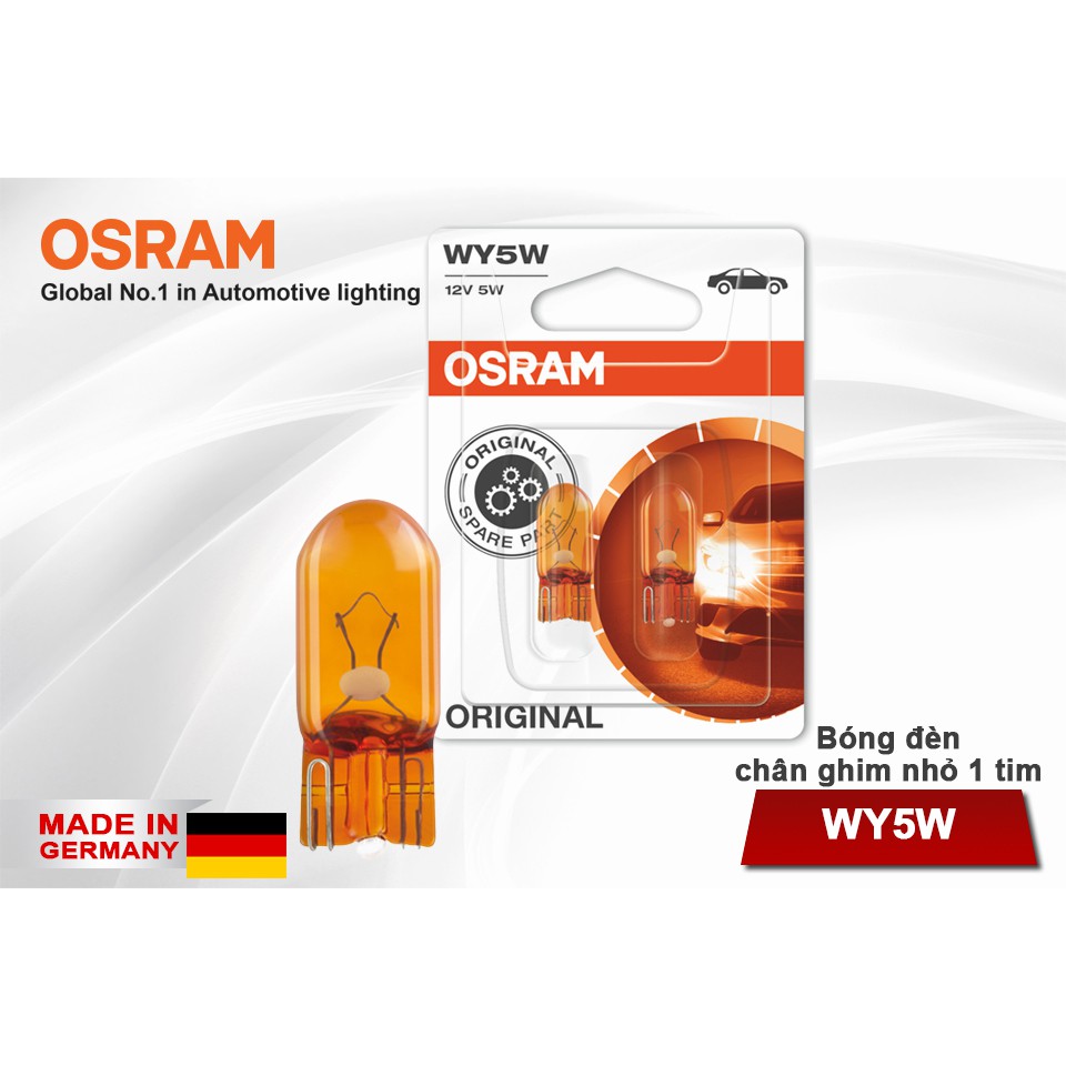 Combo 2 Bóng Đèn Chân Ghim Nhỏ 1 Tim OSRAM Original T10 WY5W 12V 5W Màu Vàng
