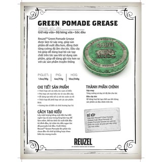 [ Full Size ] Sáp Vuốt Tóc Nam REUZEL Green Pomade