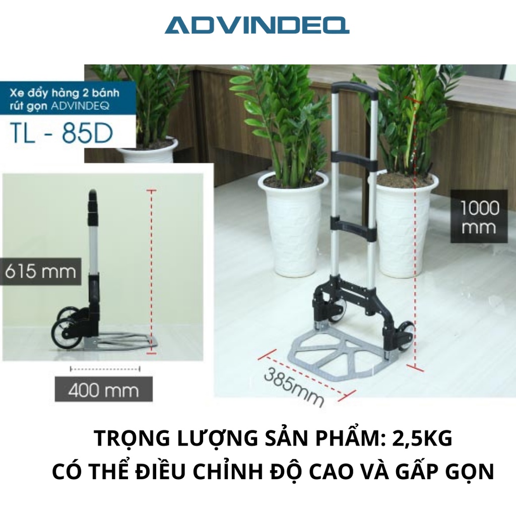 Xe đẩy hàng ADVINDEQ TL-85D, thiết kế 2 bánh gấp gọn, công nghệ cao cấp, tải trọng 85kg