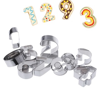 Set 9 Khuôn Nhấn Hình Chữ Số Bằng Thép Không Gỉ Làm Bánh Quy