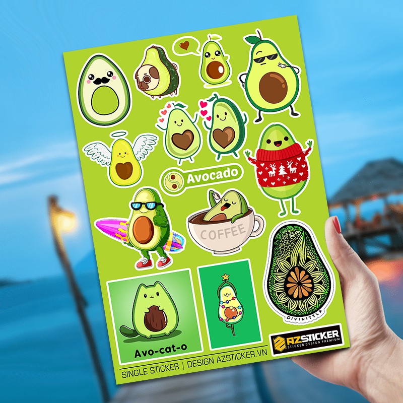 Hình Dán Sticker A4 Chủ Đề Bơ Kute STKA428 Dán Trang Trí Đồ Dùng, Thiết ...