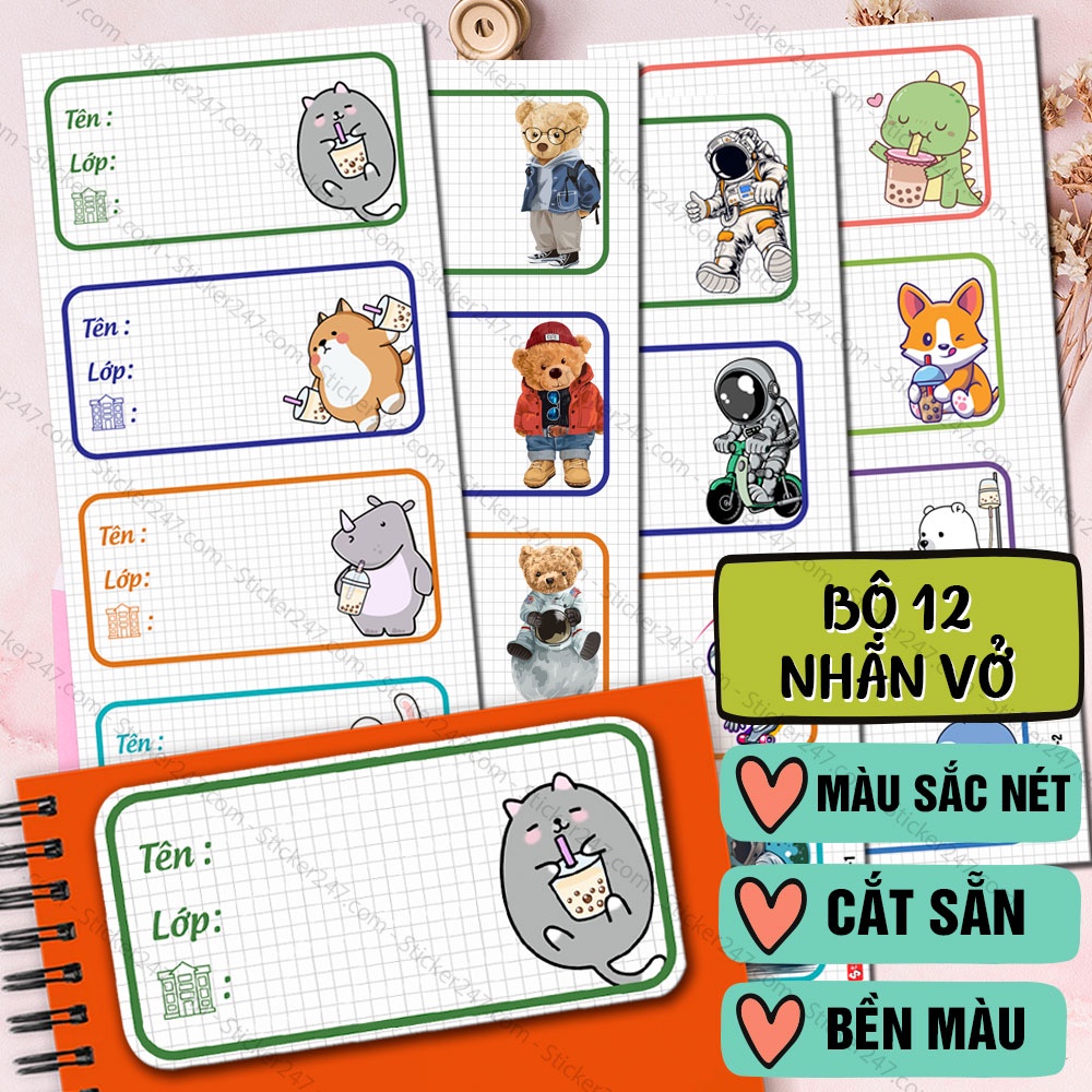 Nhãn Vở Cute ???????????????????????????????????? Decal nhãn tập dễ thương, vintage ...