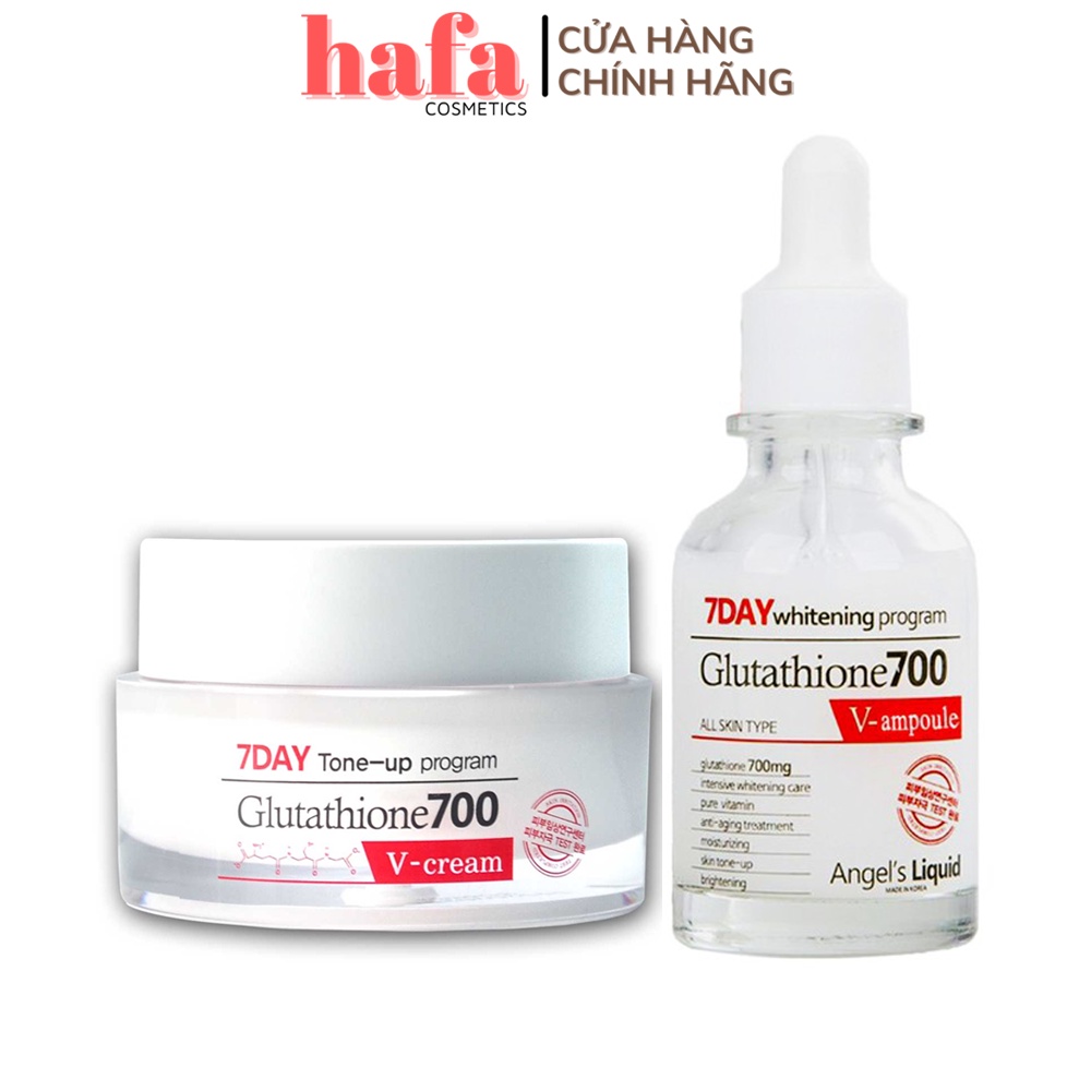review kem dng 7day glutathione  trng da Whitening Program 700 V-Cream n t thng hiu Angel's Liquid l sn phm kem dng vi thnh phn chit xut t thin nhin, lnh tnh v khng lm tn thng Angel's Liquid Glutathione+Niacinamide 7Day Whitening