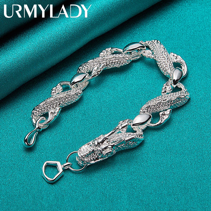 URMYLADY Bạc 925 Vòng Tay Rồng Vòng Tay Vòng Tay Cho Nam Nữ Trang Sức Lễ Kỷ Niệm Tiệc Quà Tặng Giáng Sinh