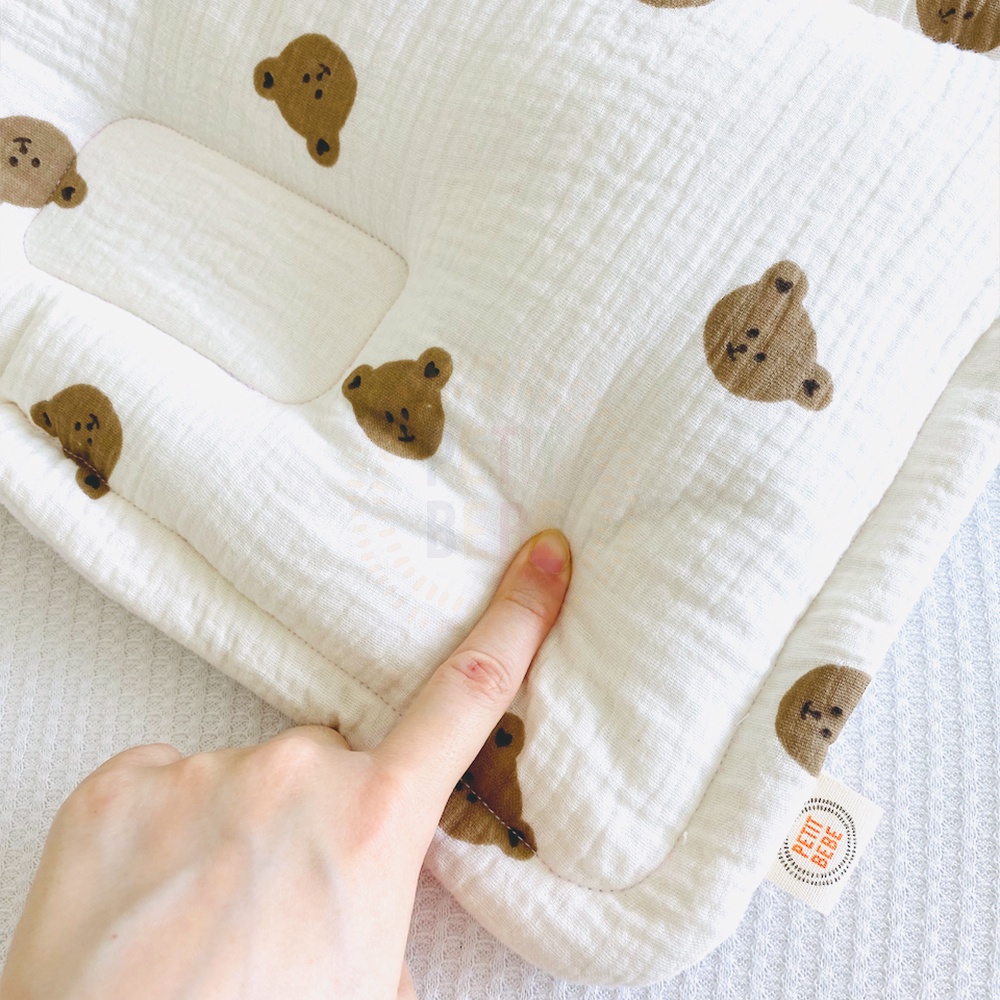 Ảnh Gối lõm chống bẹp đầu chữ nhật PETIT BEBE muslin thấm hút thoáng khí cho bé từ 3 tháng tuổi 3