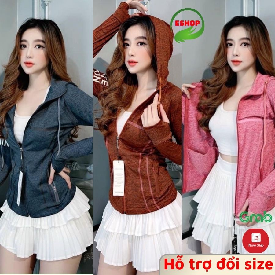 Áo khoác nữ form rộng ESHOP có mũ bigsize đẹp Áo khoát nữ chống nắng thun lạnh cotton dày rẻ AK01