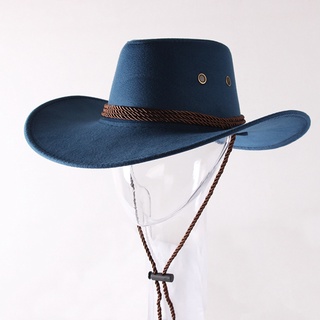 Hiphop Jazz Hat Wide Brim Retro Western Cowboy Hat for w/ Rope All-match for Hip