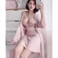 HT815 Set váy ngủ và áo choàng sexy phối ren gợi cảm kèm ĐỆM LÓT dáng suông HT815 MÚT